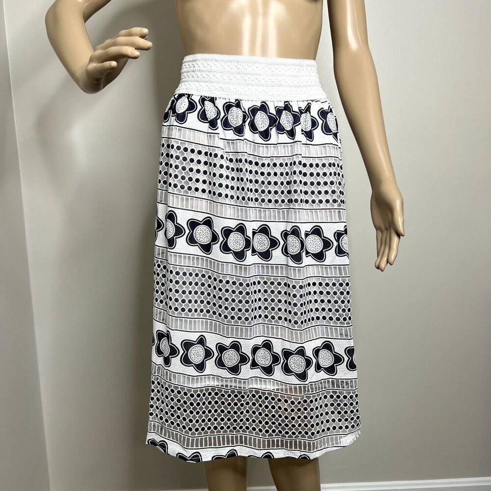 White Floral Lace Knee Length Skirt